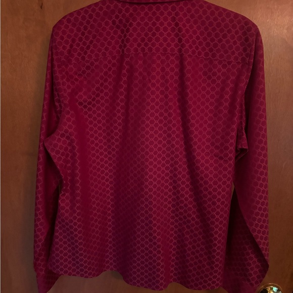 Foxcroft button front blouse no iron size 12P cranberry color NEW - Picture 5 of 7